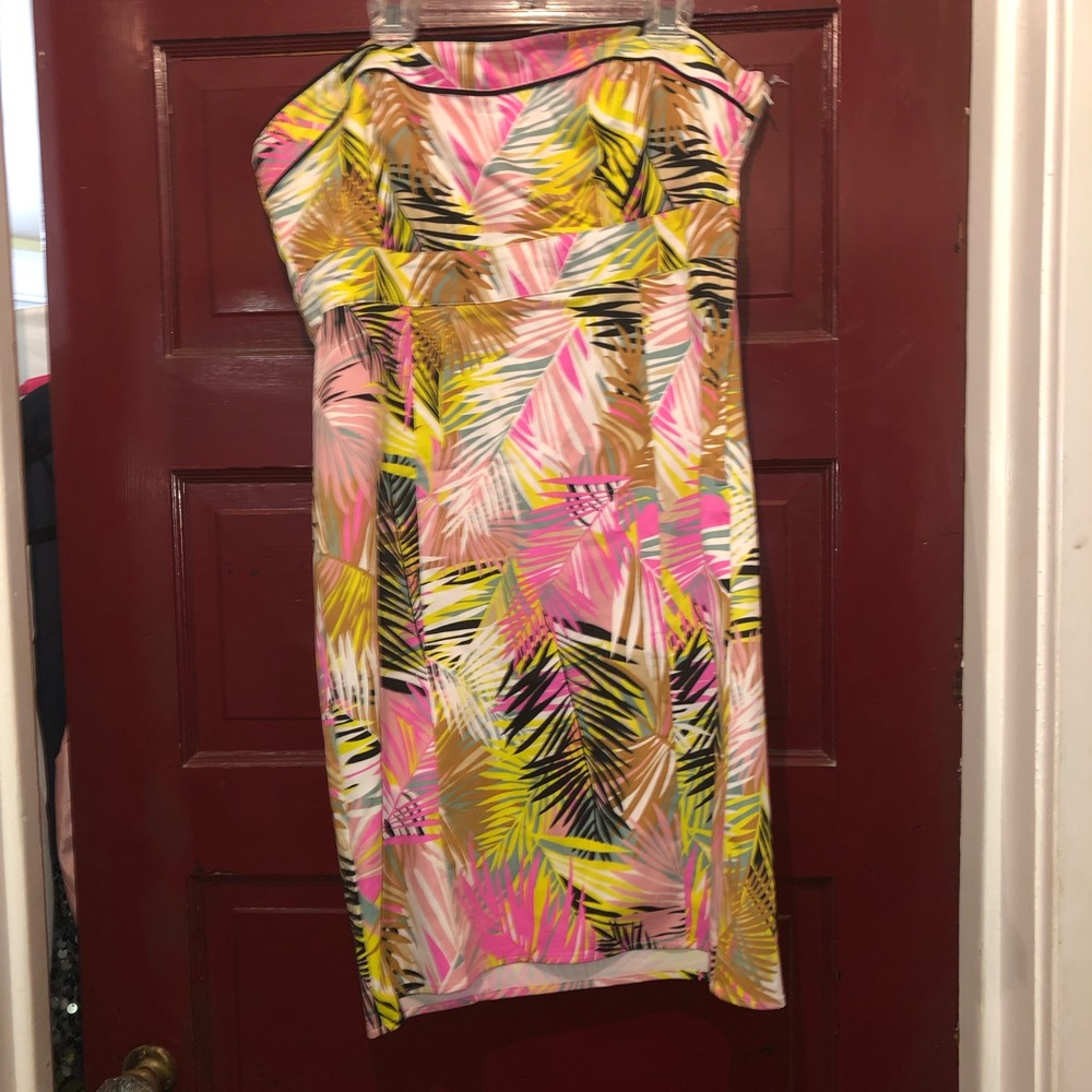 H&M tropical print strapless dress